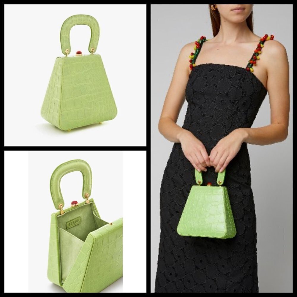 💕STAUD💕 Kenny Bag Pistachio Crocodile Embossed - Picture 2 of 16
